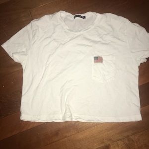 White brandy Melville crop top with American flag